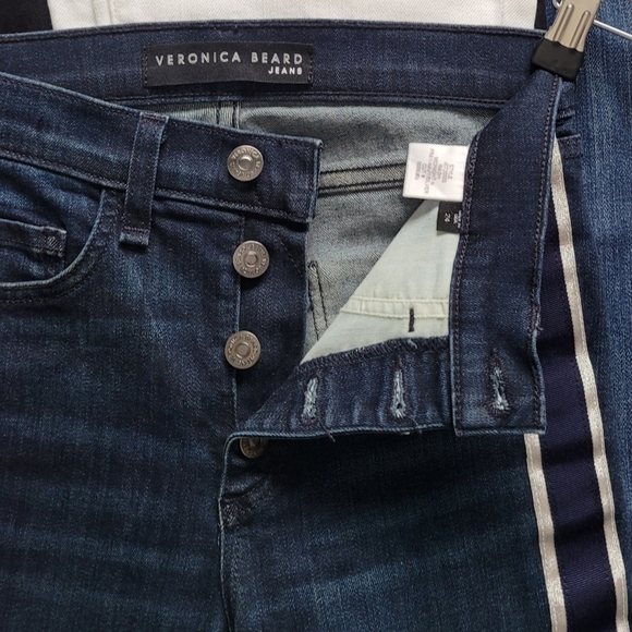 Veronica Beard Jeans Carolyn High Waist Side Tux Stripe Baby Bell 24 - Picture 8 of 12